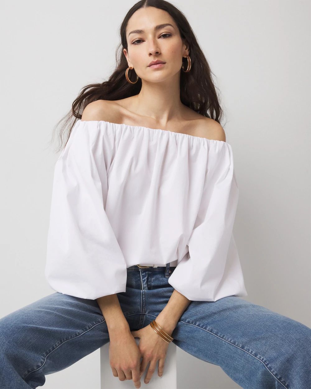 Off-the-Shoulder Drama Sleeve Blouse | White House Black Market